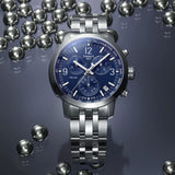 Tissot PRC 200 Chronograph Quartz Blue Dial Silver Steel Strap Watch For Men - T114.417.11.047.00