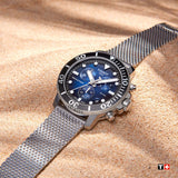 Tissot Seastar 1000 Chronograph Blue Dial Silver Mesh Bracelet Watch For Men - T120.417.11.041.02