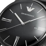 Emporio Armani Minimalist Analog Black Dial Black Leather Strap Watch For Men - AR11573