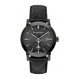 Burberry The City Black Dial Black Leather Strap Watch for Men - BU9906