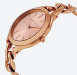 Michael Kors Slim Runway Rose Gold Dial Rose Gold Steel Strap Watch for Women - MK3223