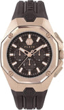 Philipp Plein Octagon Rose Gold Dial Brown Silicone Strap Watch for Men  - PWTBA0223