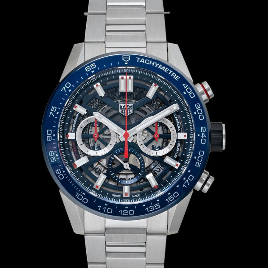 Tag Heuer Carrera Chronograph Blue Dial Silver Steel Strap Watch for Men - CBG2A11.BA0654