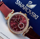 Swarovski Era Journey Red Dial Red Leather Strap Watch for Women - 5416701