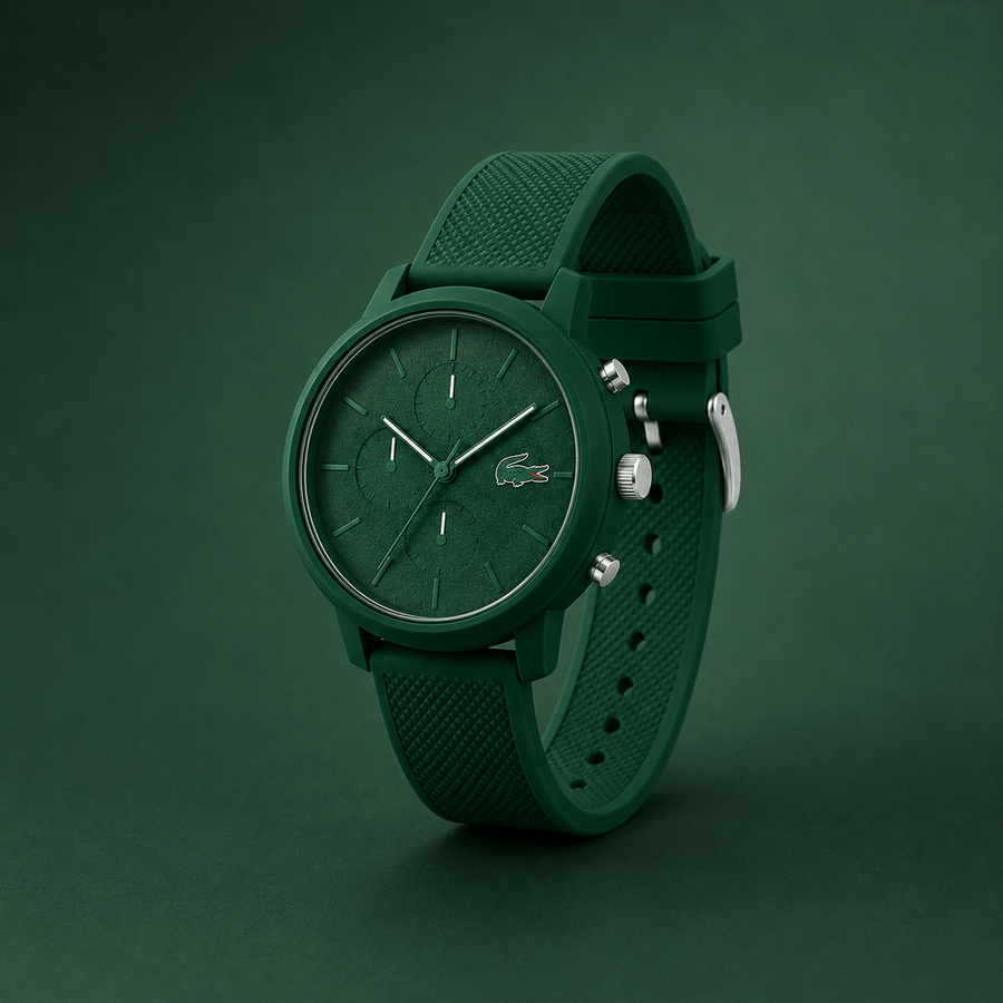 Lacoste 12.12 Chronograph Green Dial Green Silicon Strap Watch for Men - 2011245