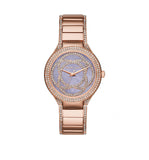 Michael Kors Kerry Purple Dial Rose Gold Stainless Steel Strap Watch for Women - MK3482