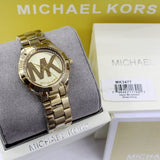 Michael Kors Slim Runway Gold Dial Gold Steel Strap Watch for Women - MK3477