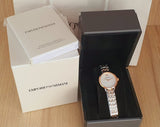 Emporio Armani Modern Slim Analog Mother of Pearl Dial Two Tone Steel Strap Watch For Women - AR11157