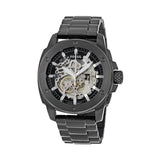 Fossil Modern Machine Automatic Silver Dial Black Steel Strap Watch for Men - ME3080