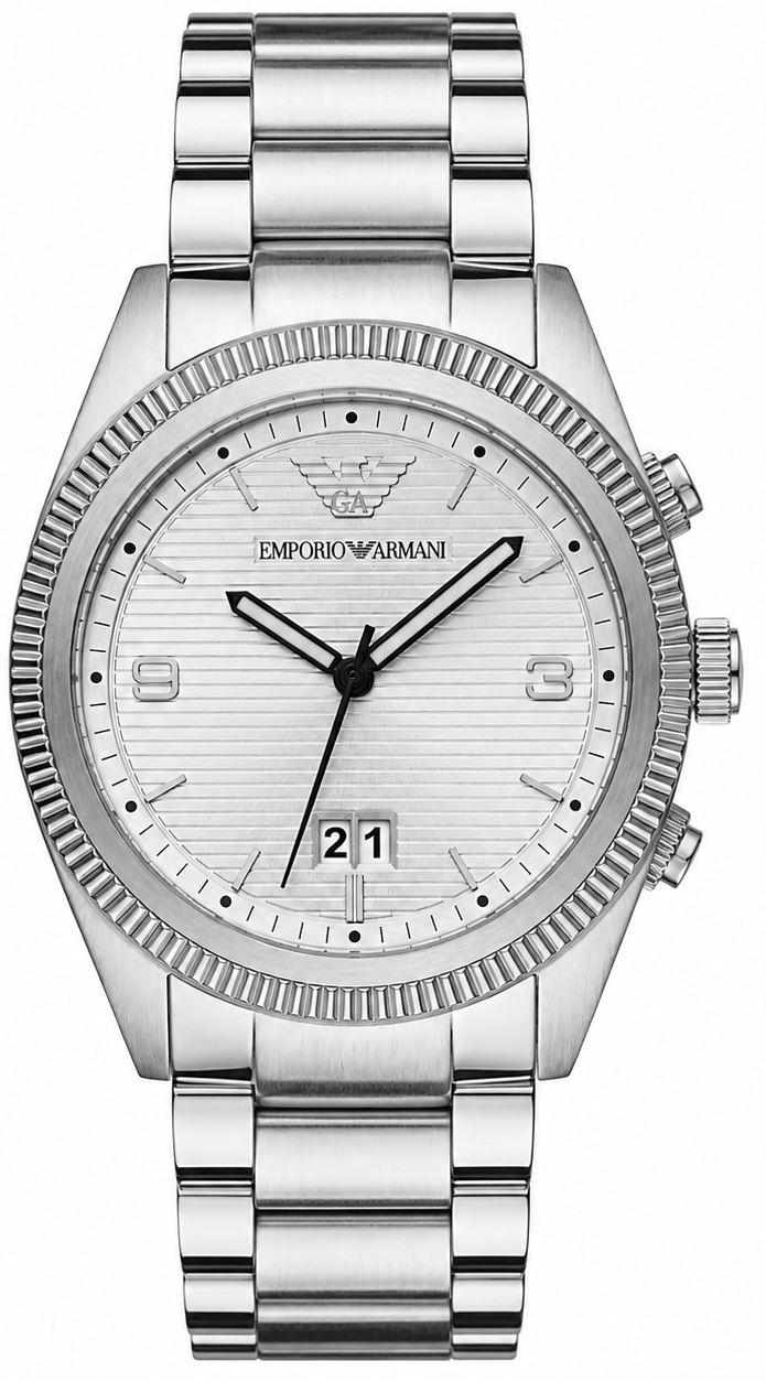 Emporio Armani Classic Silver Dial Silver Steel Strap Watch for Men - AR5894