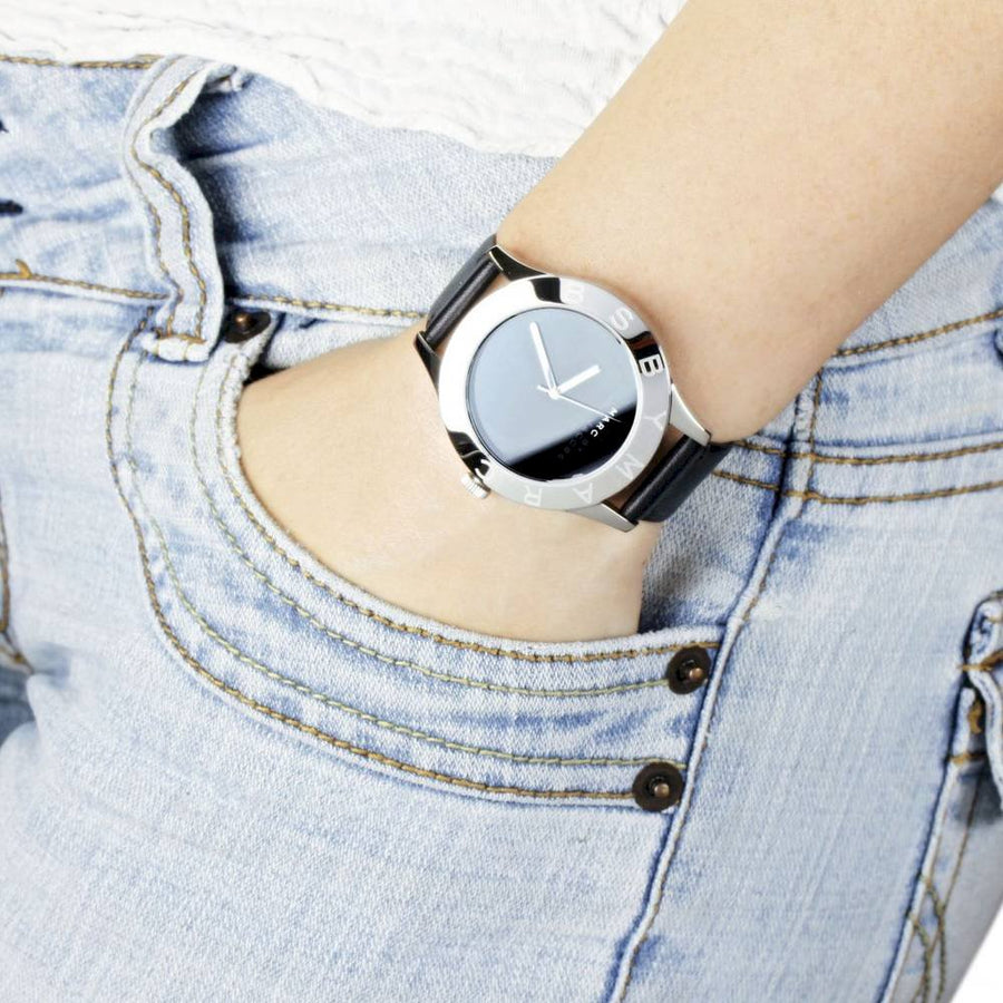 Marc Jacobs Blade Black Dial Black Leather Strap Watch for Women - MBM1205