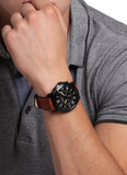 Fossil Grant Chronograph Black Dial Brown Leather Strap Watch for Men - FS5241