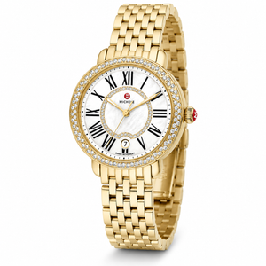 Michele Serein Silver Dial Gold Steel Strap Watch for Women - MWW21B000031