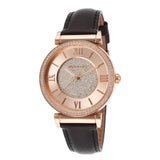 Michael Kors Catlin Rose Gold Crystal Dial Black Leather Strap Watch for Women - MK2376