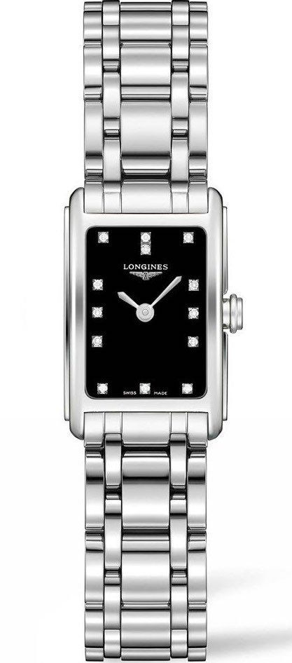 Longines Dolcevita Black Dial Silver Steel Strap Watch for Women - L5.258.4.57.6