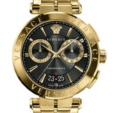 Versace Aion Chronograph Quartz Black Dial Gold Steel Strap Watch For Men - VE1D01721