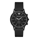 Emporio Armani Renato Chronograph Black Dial Black Mesh Bracelet Watch For Men - AR2498