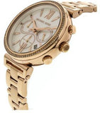 Michael Kors Sofie Chronograph Mother of Pearl White Dial Rose Gold Steel Strap Watch For Women - MK6576