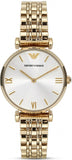 Emporio Armani Gianni T Bar Silver Dial Gold Stainless Steel Strap Watch For Women - AR1877