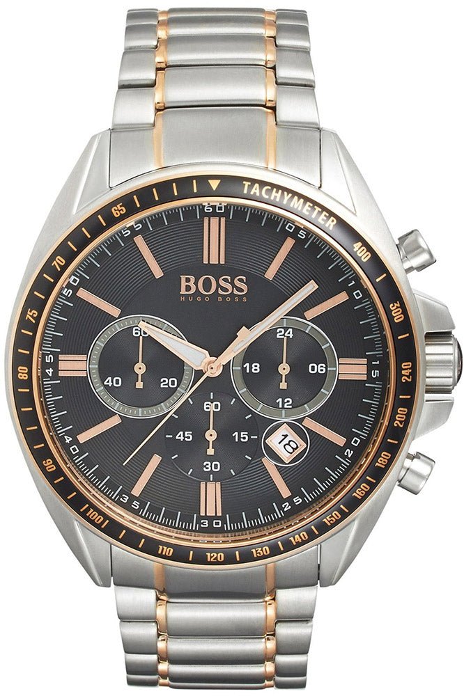 Hugo Boss Driver Sport Chronograph Grey Dial Two Tone Steel Strap Watch for Men - 1513094