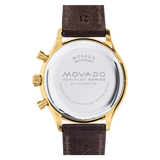 Movado Heritage 42mm Chronograph Green Dial Brown Leather Strap Watch For Men - 3650062