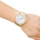 Guess Dazzler Diamonds Silver Dial Gold Steel Strap Watch for Women - W0335L2