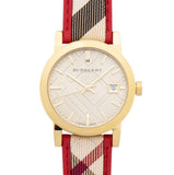 Burberry The City Champagne Dial Leather Strap Watch for Women - BU9139