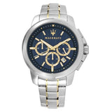 Maserati Successo 44mm Chronograph Quartz Blue Dial Silver Steel Strap Watch For Men - R8873621016