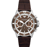 Emporio Armani Diver Chronograph Brown Dial Brown Leather Strap Watch For Men - AR11486