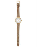 Emporio Armani Gianni T Bar Crystals Silver Dial Brown Leather Strap Watch For Women - AR11518