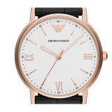 Emporio Armani Dress Quartz White Dial Brown Leather Strap Watch For Men - AR11011