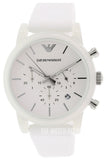 Emporio Armani Classic Chronograph White Dial White Rubber Strap Watch For Men - AR1054