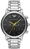 Emporio Armani Luigi Chronograph Black Dial Silver Steel Strap Watch For Men - AR11324