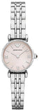 Emporio Armani Classic Gianni T Bar Crystals Pink Dial Silver Steel Strap Watch For Women - AR1781