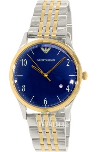 Emporio Armani Classic Quartz Blue Dial Two Tone Steel Strap Watch For Men - AR1868