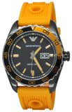 Emporio Armani Sportivo Quartz Black Dial Orange Rubber Strap Watch For Men - AR6046