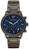 Emporio Armani Mario Chronograph Blue Dial Grey Steel Strap Watch For Men - AR80045