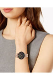 Emporio Armani Gianni T-Bar Black Dial Rose Gold Strap Watch For Women - AR11145