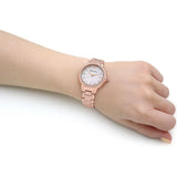 Emporio Armani Aira Three Hand Mother of Pearl Dial Rose Gold Steel Strap Watch For Women - AR11523