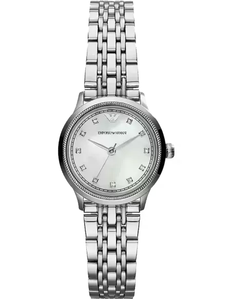Emporio Armani Alpha Mother of Pearl Dial Silver Steel Strap Watch for Women - AR1803