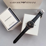 Emporio Armani Analog Automatic Black Dial Black Leather Strap Watch For Men - AR60040