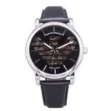 Emporio Armani Analog Automatic Black Dial Black Leather Strap Watch For Men - AR60040