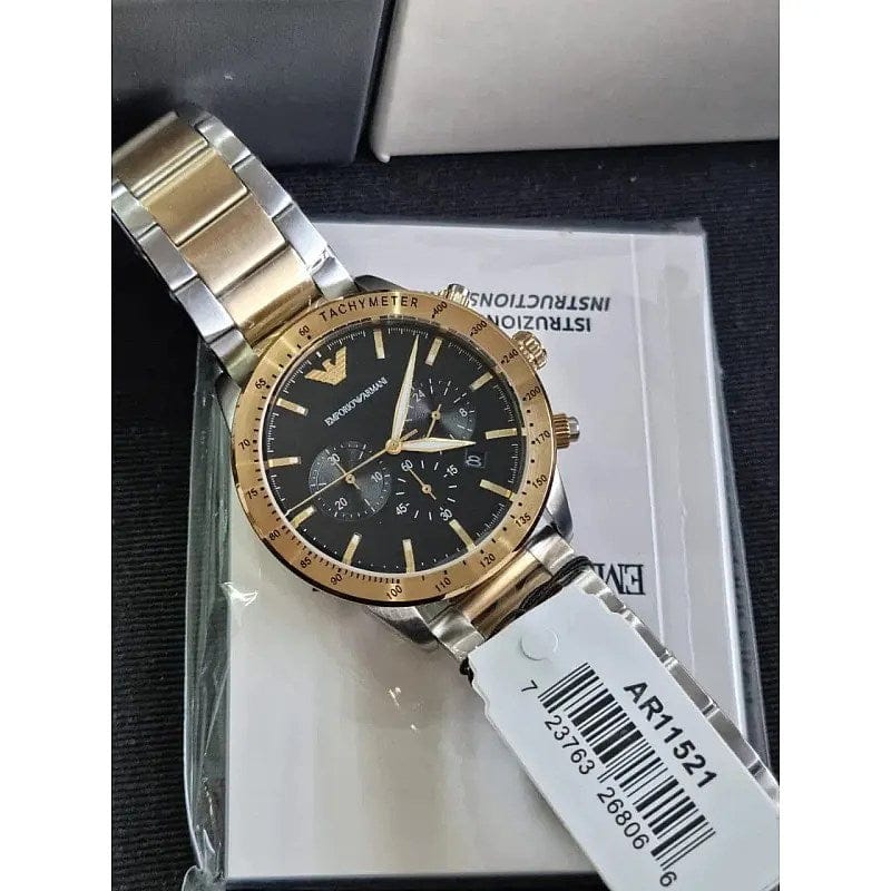 Emporio Armani Analog Chronograph Black Dial Two Tone Steel Strap Watch For Men - AR11521