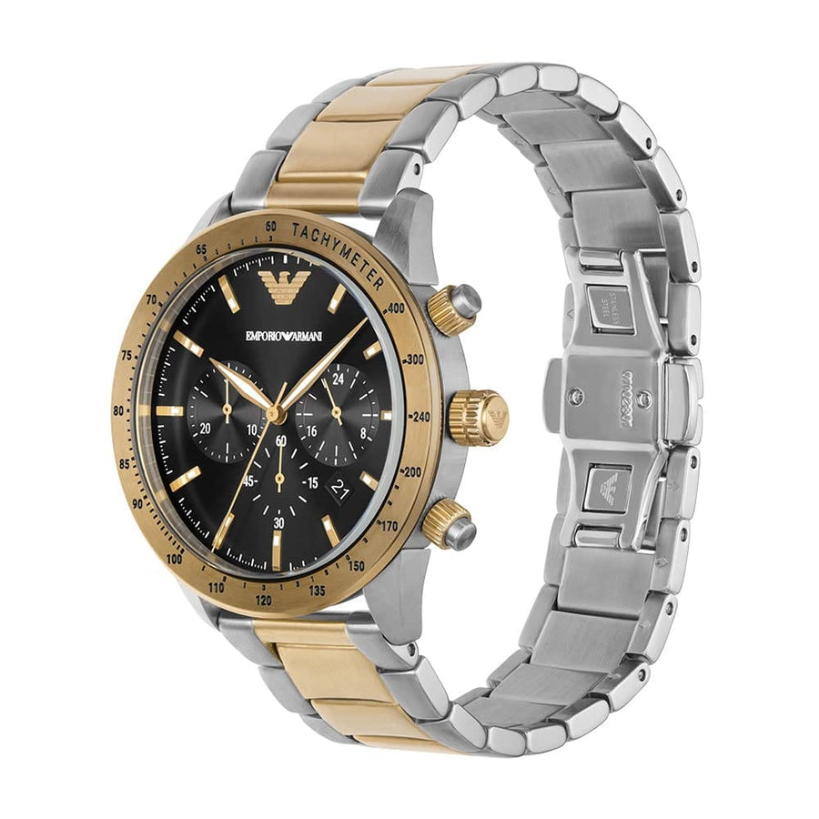 Emporio Armani Analog Chronograph Black Dial Two Tone Steel Strap Watch For Men - AR11521
