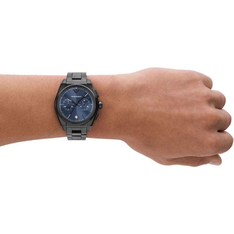 Emporio Armani Analog Chronograph Blue Dial Silver Steel Strap Watch For Men - AR11561