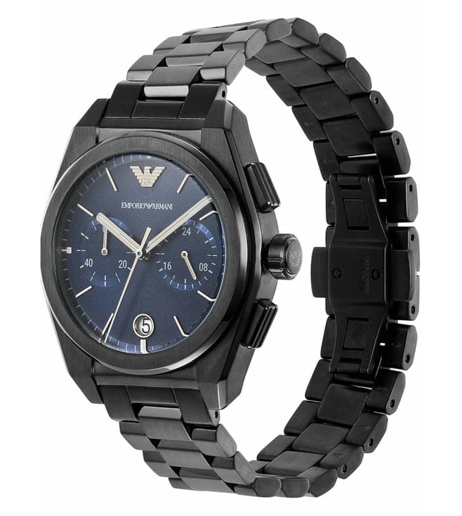 Emporio Armani Analog Chronograph Blue Dial Silver Steel Strap Watch For Men - AR11561