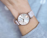 Emporio Armani Analog Grey Dial Pink Leather Strap Watch For Women - AR11126