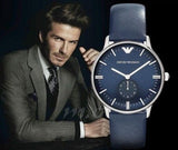 Emporio Armani Analog Quartz Blue Dial Blue Leather Strap Watch For Men - AR1647