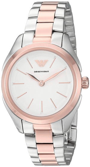 Emporio Armani Analog White Dial Two Tone Steel Strap Watch For Women - AR11029
