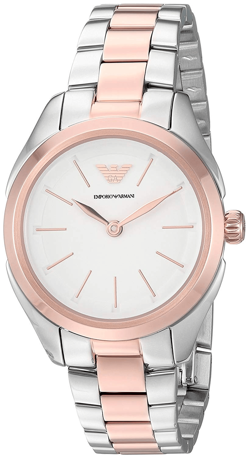 Emporio Armani Analog White Dial Two Tone Steel Strap Watch For Women - AR11029